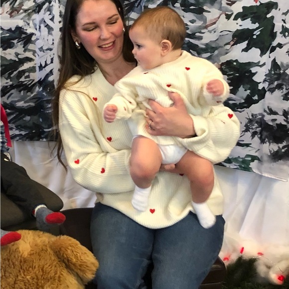 Cat & Jack Cream Sweater with Red Heart Embroidery - Picture 6 of 6